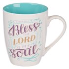 Ceramic Mug: Bless the Lord (Psalm 103:1) White/Teal Inside (355 Ml) Homeware