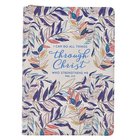 Journal: All Things Through Christ Navy Leaves (Phil. 4:13) Imitation Leather
