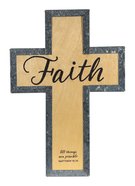 Wood Metal Wrap Cross: Faith (Matthew 19:26) Plaque