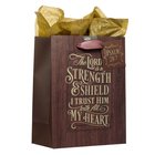 Gift Bag Medium: The Lord is My Strength Brown (Psalm 28:7) Stationery