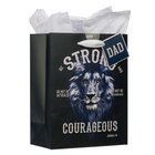 Gift Bag Medium: Strong & Courageous Dad Black/Lion (Joushua 1:9) Stationery