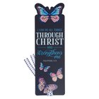 Premium Bookmark With Ribbon: Through Christ Butterfly (Phil 4:13) Stationery