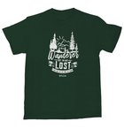 T-Shirt: I'm a Wanderer But I'm Not Lost, Small, Round Neck, Forest Green, Luke 19:10 Soft Goods
