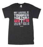 T-Shirt: My Savior is Tougher Than Nails, Large, Round Neck, Black, Rev 1:18 Soft Goods