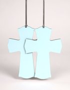 Cross: Mini, Blue With Ribbon Hanger (Hdf) Plaque