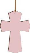 Cross: Mini, Pink With Ribbon Hanger (Hdf) Plaque