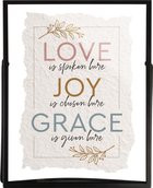 Transparent Glass Sign: Love, Joy, Grace... (Metal Frame) Homeware