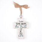 Cross: I Am the Way the Truth & the Life, Bead and Ribbon For Hanging (Fir, Embossed Elm) Homeware