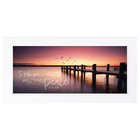 Framed Wall Art: In Me You Will Find Peace (John 16:33) Dock At Sunset (Hdf/pine) Plaque