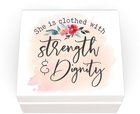 Jewellery Box: She is Clothed With Strength & Dignity, White (Mdf) Homeware