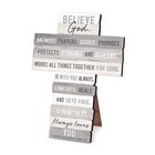 Stacked Wood Cross: Believe, Mdf, Easel Back, Wall Hanging Option Plaque