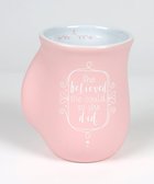 Ceramic Handwarmer Mug: Affirmed She Believe, Light Pink/White (Phil 4:13) Homeware