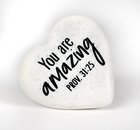 Stone Heart Plaque: You Are Amazing Engraved (Prov 31:25) Homeware