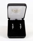 Earrings: Silver Plated Cubic Zirconia Cross Earrings With Sterling Silver Posts Jewellery