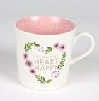 Ceramic Mug: You Make My Heart Happy, Pink Inside (414ml) Homeware