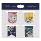 Bookmark Magnetic: Faith, Hope, Love, Die-Cut, Floral (Set Of 4) Stationery