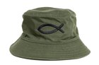 Bucket Hat: Fish Symbol, One Size Fits All, Army With Black Fish (Abide T-shirt Apparel Series) Soft Goods