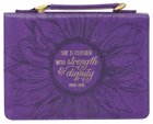 Bible Cover Large: She is Clothed Purple (Proverbs 31:25) Imitation Leather