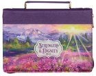 Bible Cover Large: Strength & Dignity Purple Landscape (Proverbs 31:25) Imitation Leather