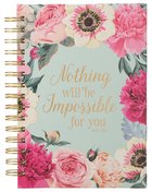 Journal: Nothing Will Be Impossible For You Blue/Pink Floral (Matthew 17:20) Spiral
