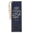 Bookmark With Ribbon: Wings Like Eagles Navy/Gold (Isaiah 40:31) Imitation Leather