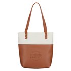 Bible Tote: Strength & Dignity Tan/Cream (Proverbs 31:25) Imitation Leather