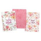Notebook: Walk By Faith (2 Cor. 5:7) Berry Pink Floral (Set Of 3) Paperback
