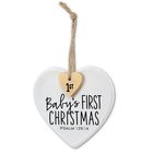 Christmas Heart Shape Ceramic Ornament With Mdf Tag: Baby's First Christmas Homeware