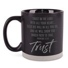 Ceramic Mug: Trust (Proverbs 3:5-6) Black, Raw Bottom (473 Ml) Homeware