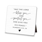 Ceramic Square Plaque: Bless You Easel Back (Numbers 6:24, 26) Homeware