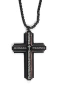Just For Him Necklace: Cross Black/Silver, 61Cm in Length (Lord's Prayer) Jewellery