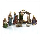 Resin Wood Look Nativity Set of 10: Colored, Includes Resin Stable Homeware