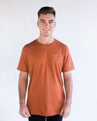 Mens Staple Tee: Dove, Small, White on Copper, Front Print Soft Goods