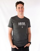 Mens Staple Tee: Abide, Small, White on Charcoal, Front Print Soft Goods