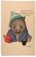 Tea Towel Lenny Pelling Wombat (Phil 4: 6) (Organic Beige Cotton) (Australiana Products Series) Soft Goods