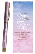 Gel Pen/Bookmark Set: Saved By Grace Pink Pen (Eph 2:8-9) Stationery