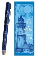 Gel Pen/Bookmark Set: Be Still & Know Blue Pen (Psalm 46:10) Stationery