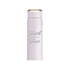 Stainless Steel Flask Water Bottle: Faith Over Fear, Pink, Silver Writing (450 Ml) Homeware