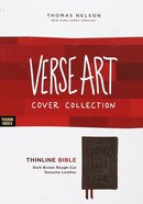 NKJV Thinline Bible Verse Art Cover Collection Brown Thumb Indexed (Red Letter Edition) Genuine Leather